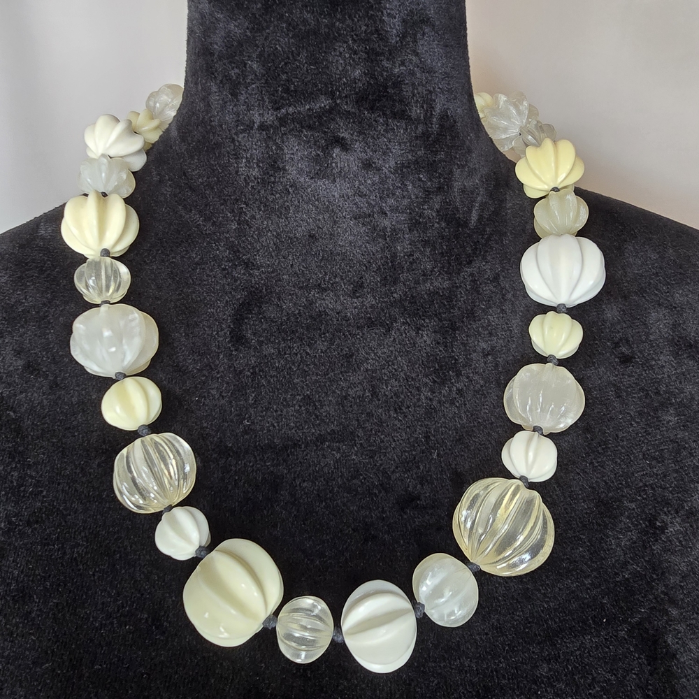 Elegant Resin Carved Bead Necklace